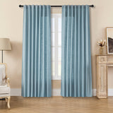 Joydeco Stone Blue Linen Curtains for Living Room Farmhouse Bedroom Curtains - Joydeco