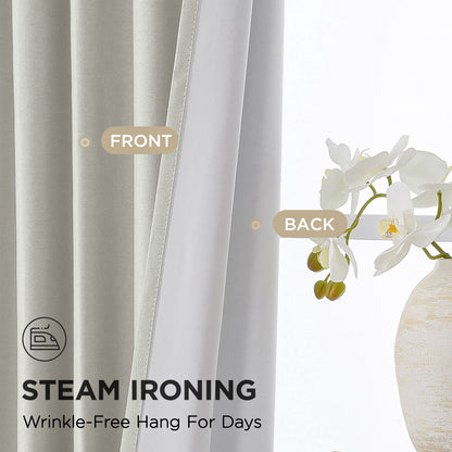 Joydeco Blackout Curtains Linen 100% Blackout Curtain for Bedroom, Rod Pocket & Back Tabs Window Drapes 2 Panels Set