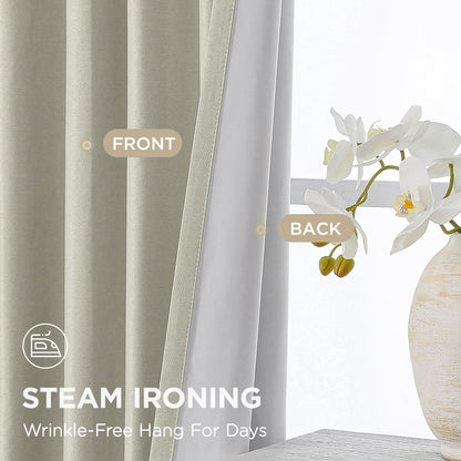 Joydeco Blackout Curtains Linen 100% Blackout Curtain for Bedroom, Rod Pocket & Back Tabs Window Drapes 2 Panels Set