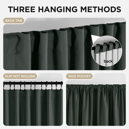 Joydeco Blackout Curtains Linen 100% Blackout Curtain for Bedroom, Rod Pocket & Back Tabs Window Drapes 2 Panels Set