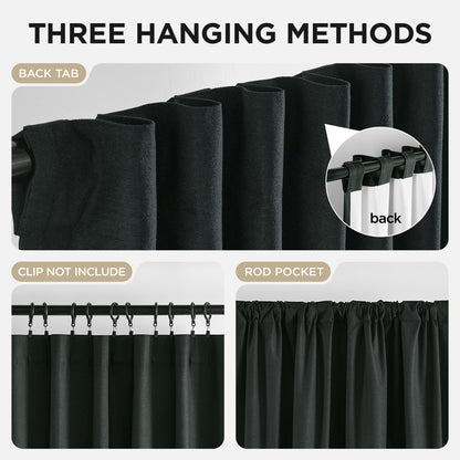 Joydeco Blackout Curtains Linen 100% Blackout Curtain for Bedroom, Rod Pocket & Back Tabs Window Drapes 2 Panels Set