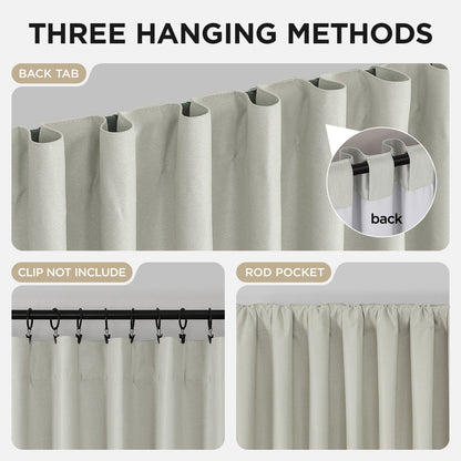 Joydeco Blackout Curtains Linen 100% Blackout Curtain for Bedroom, Rod Pocket & Back Tabs Window Drapes 2 Panels Set