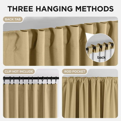 Joydeco Blackout Curtains Linen 100% Blackout Curtain for Bedroom, Rod Pocket & Back Tabs Window Drapes 2 Panels Set