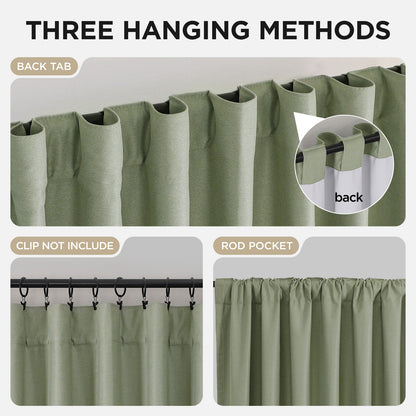 Joydeco Blackout Curtains Linen 100% Blackout Curtain for Bedroom, Rod Pocket & Back Tabs Window Drapes 2 Panels Set