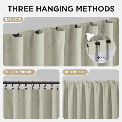 Joydeco Blackout Curtains Linen 100% Blackout Curtain for Bedroom, Rod Pocket & Back Tabs Window Drapes 2 Panels Set