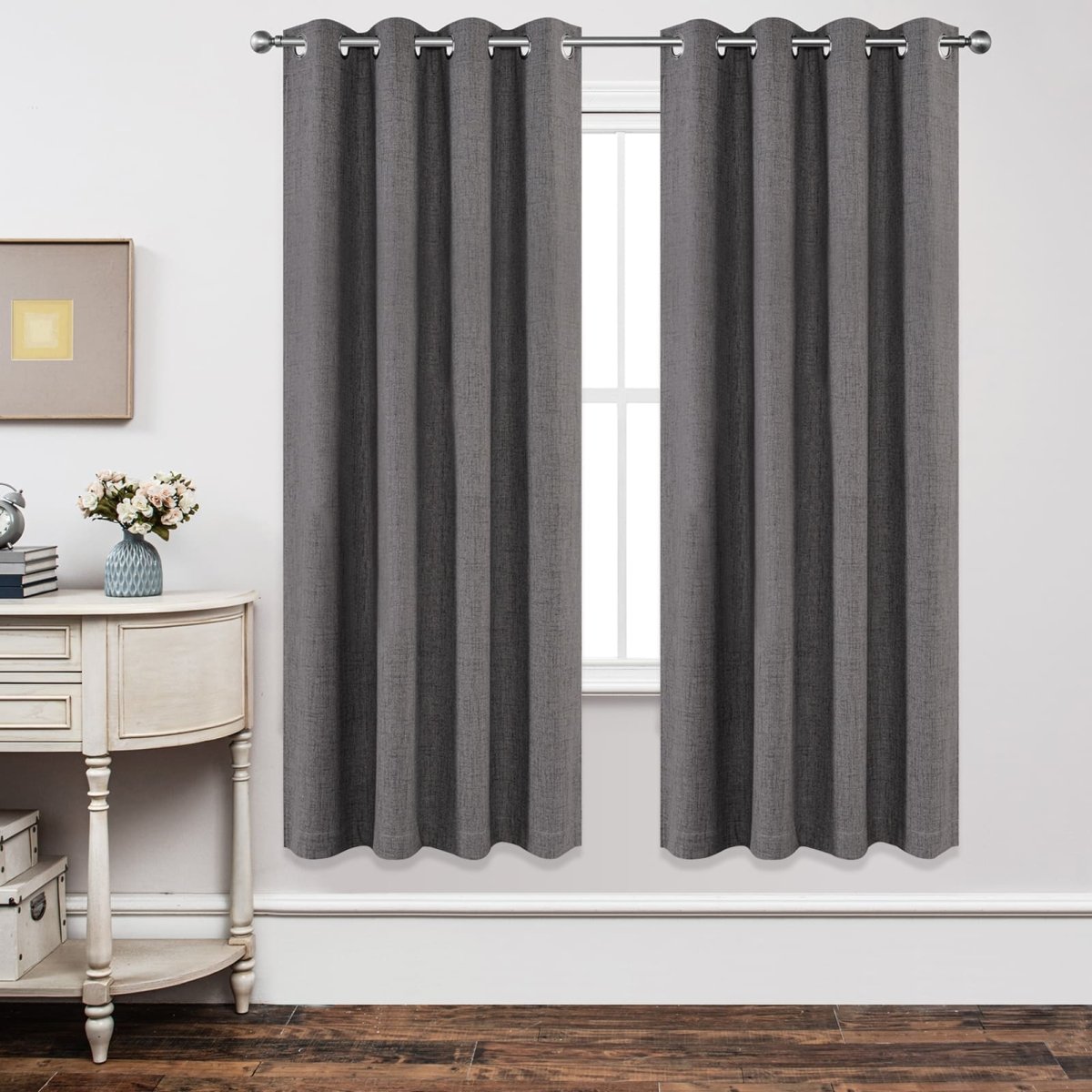 Blackout Linen Curtains Grey Light - Blocking and Insulating Curtains for Ultimate Privacy and Energy Savings - Joydeco