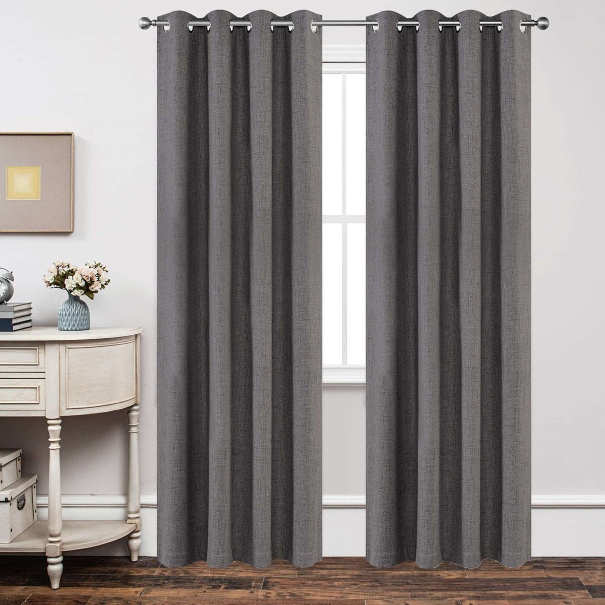 Blackout Linen Curtains Grey Light - Blocking and Insulating Curtains for Ultimate Privacy and Energy Savings - Joydeco