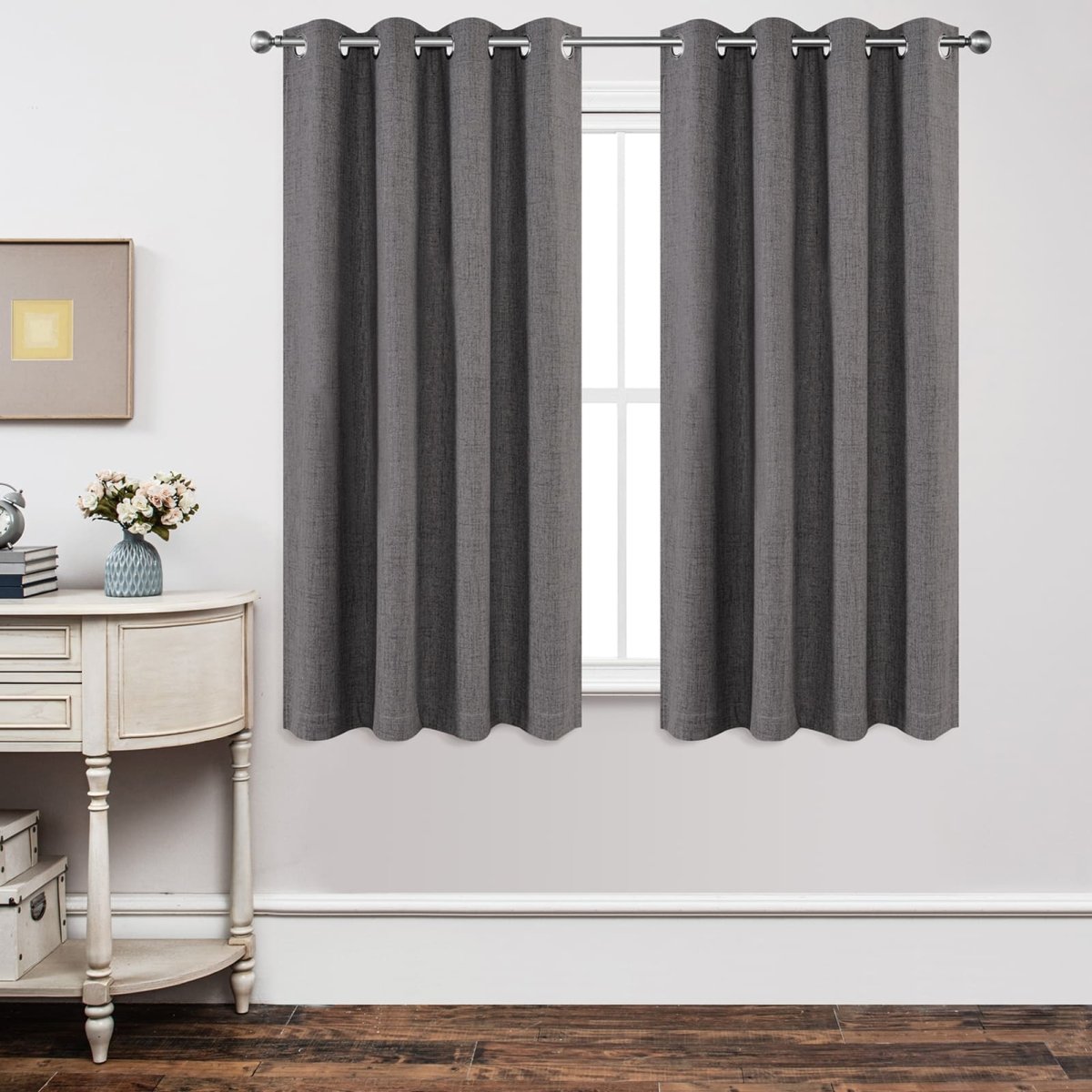 Blackout Linen Curtains Grey Light - Blocking and Insulating Curtains for Ultimate Privacy and Energy Savings - Joydeco