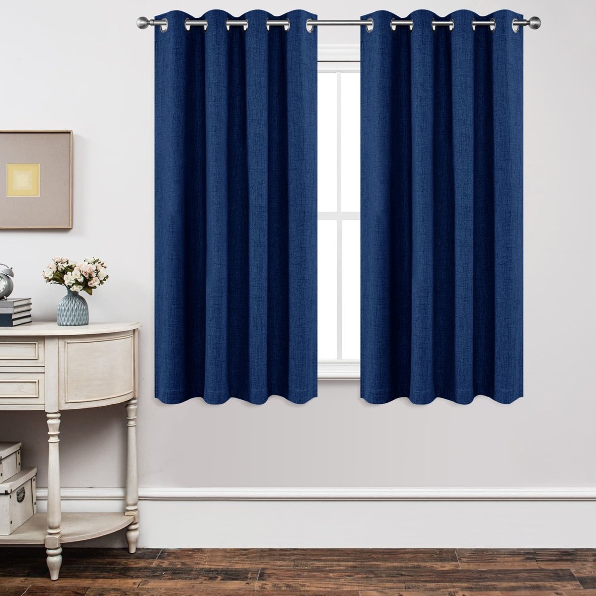 Blackout Linen Curtains Navy Blue Light - Blocking and Insulating Curtains - Joydeco