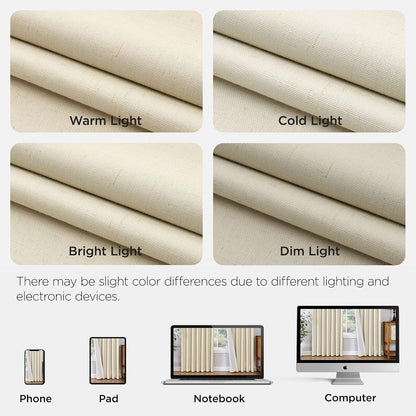 Joydeco Blackout Linen Curtains - Pinch Pleated Thermal Insulating Drapes