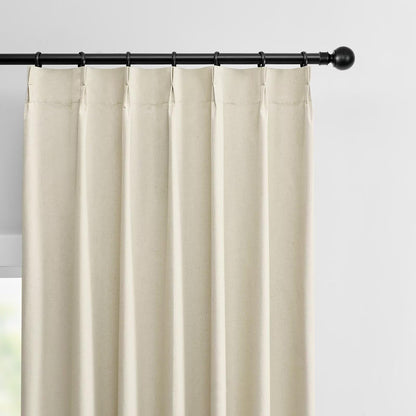 Joydeco Blackout Linen Curtains - Pinch Pleated Thermal Insulating Drapes