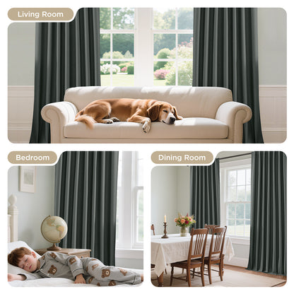 Joydeco Blackout Curtains Linen 100% Blackout Curtain for Bedroom, Rod Pocket & Back Tabs Window Drapes 2 Panels Set