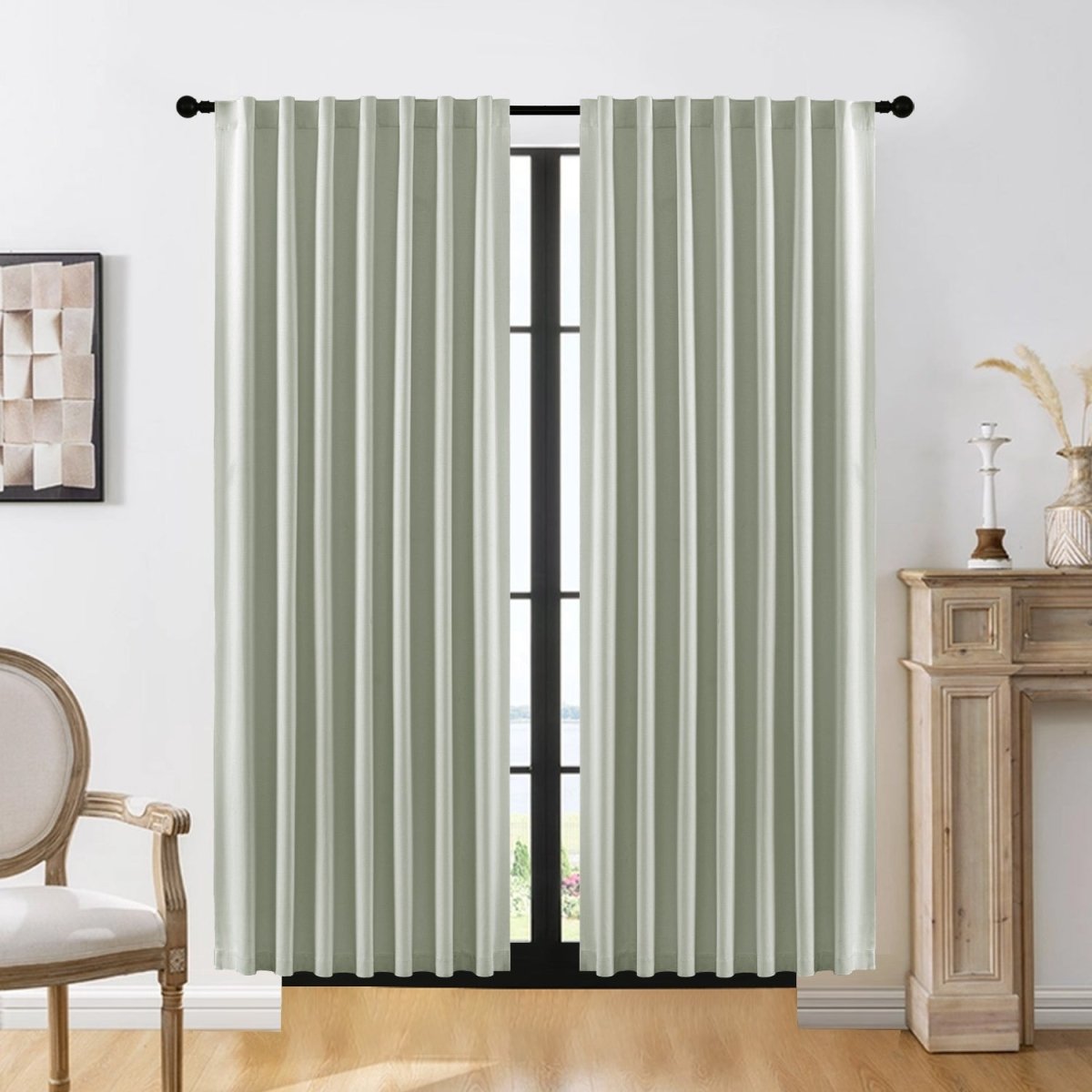 Joydeco Blackout Curtains Back Tab/Rod Pocket 100% Blackout Living Room Drapes