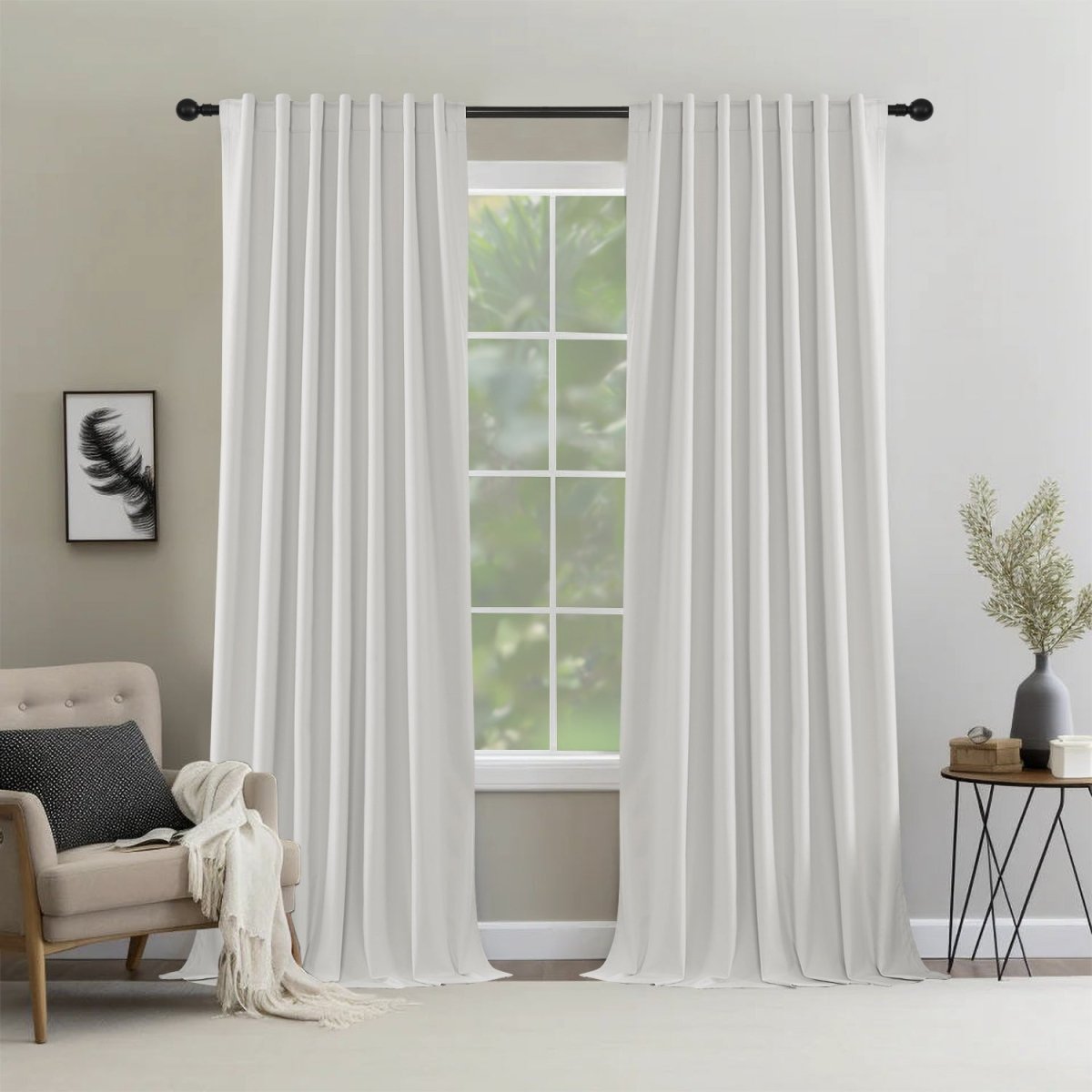 Joydeco Blackout Curtains 2 Panels Set, featuring thermal insulated long curtains Dark Beige Curtains