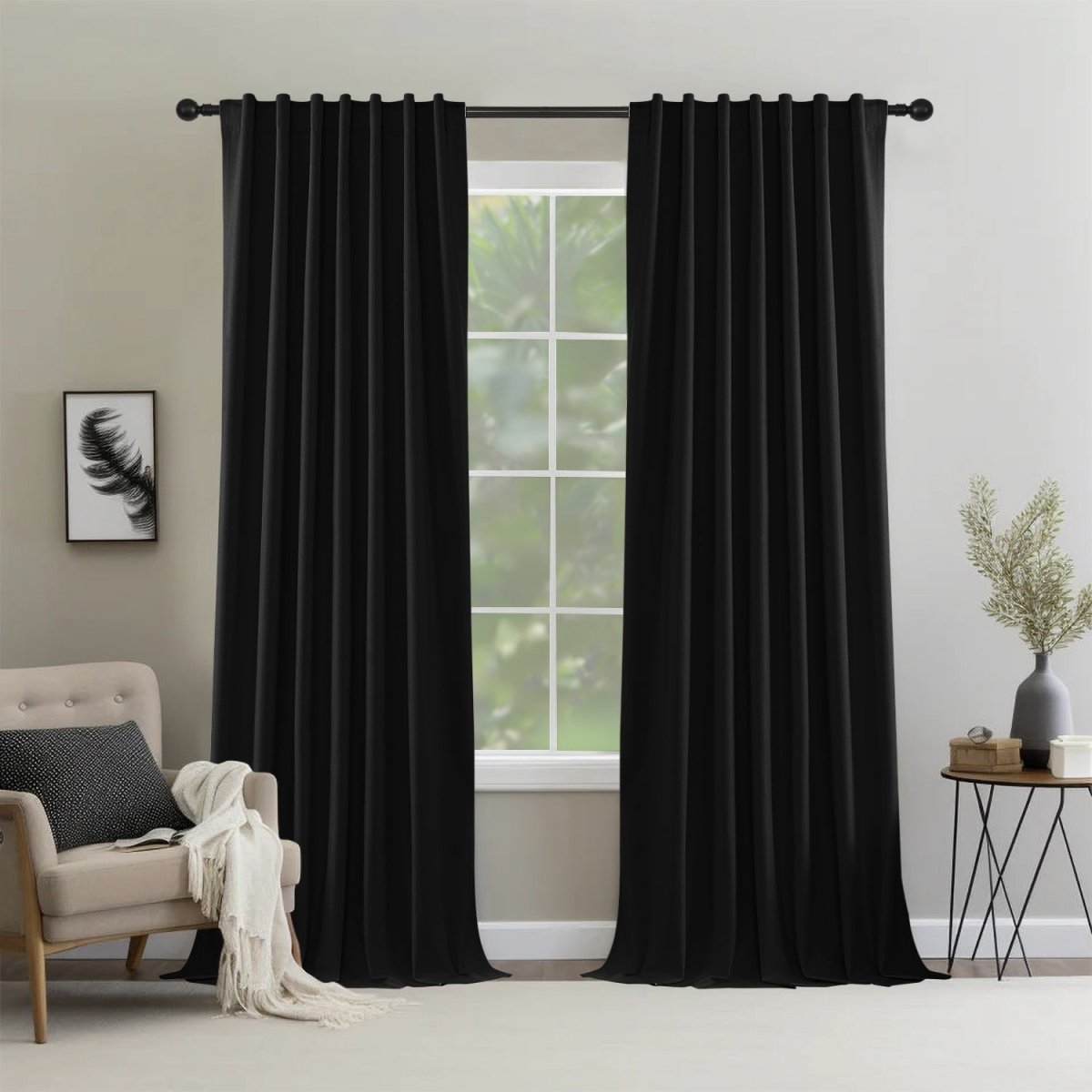 Joydeco Blackout Curtains 2 Panels Set, featuring thermal insulated long curtains Dark Beige Curtains