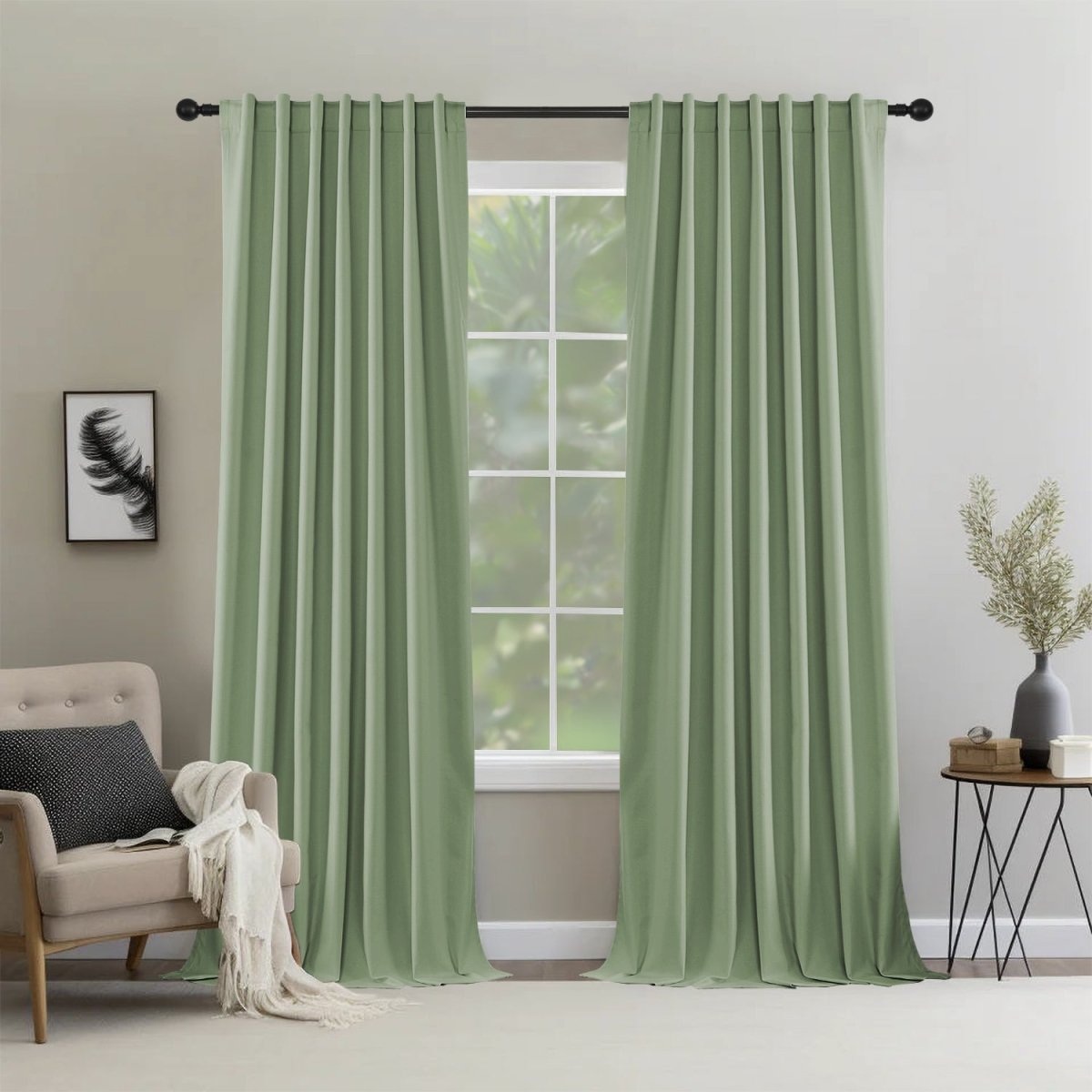 Joydeco Blackout Curtains 2 Panels Set, featuring thermal insulated long curtains Dark Beige Curtains