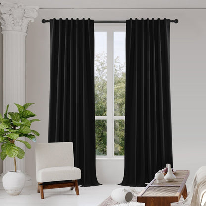 Joydeco Blackout Curtains 2 Panels Set, featuring thermal insulated long curtains Dark Beige Curtains