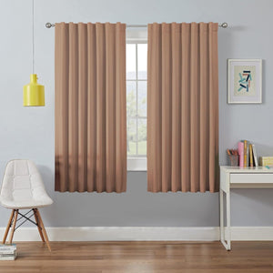 Joydeco 100% Blackout Curtains Cappuccino Long for Bedroom Living Room - 2 Panels Set Burg Room Darkening Black Out Curtains - Joydeco