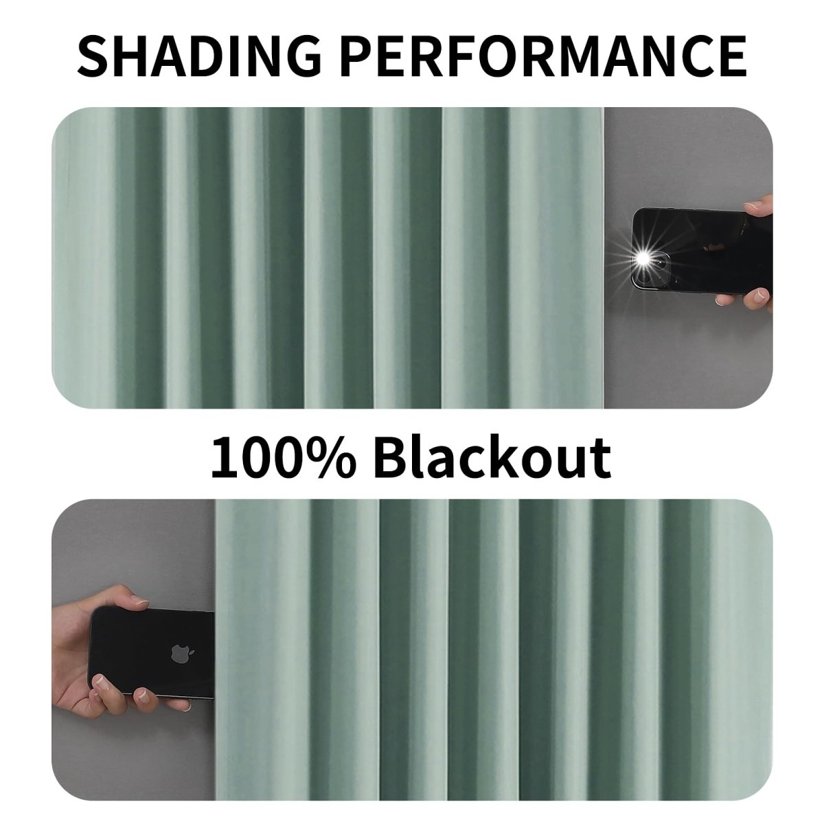 Joydeco 100% Blackout Curtains Mineral Blue Long for Bedroom Living Room - 2 Panels Set Burg Room Darkening Black Out Curtains for Bedroom Windows Back tab Rod Pocket - Joydeco