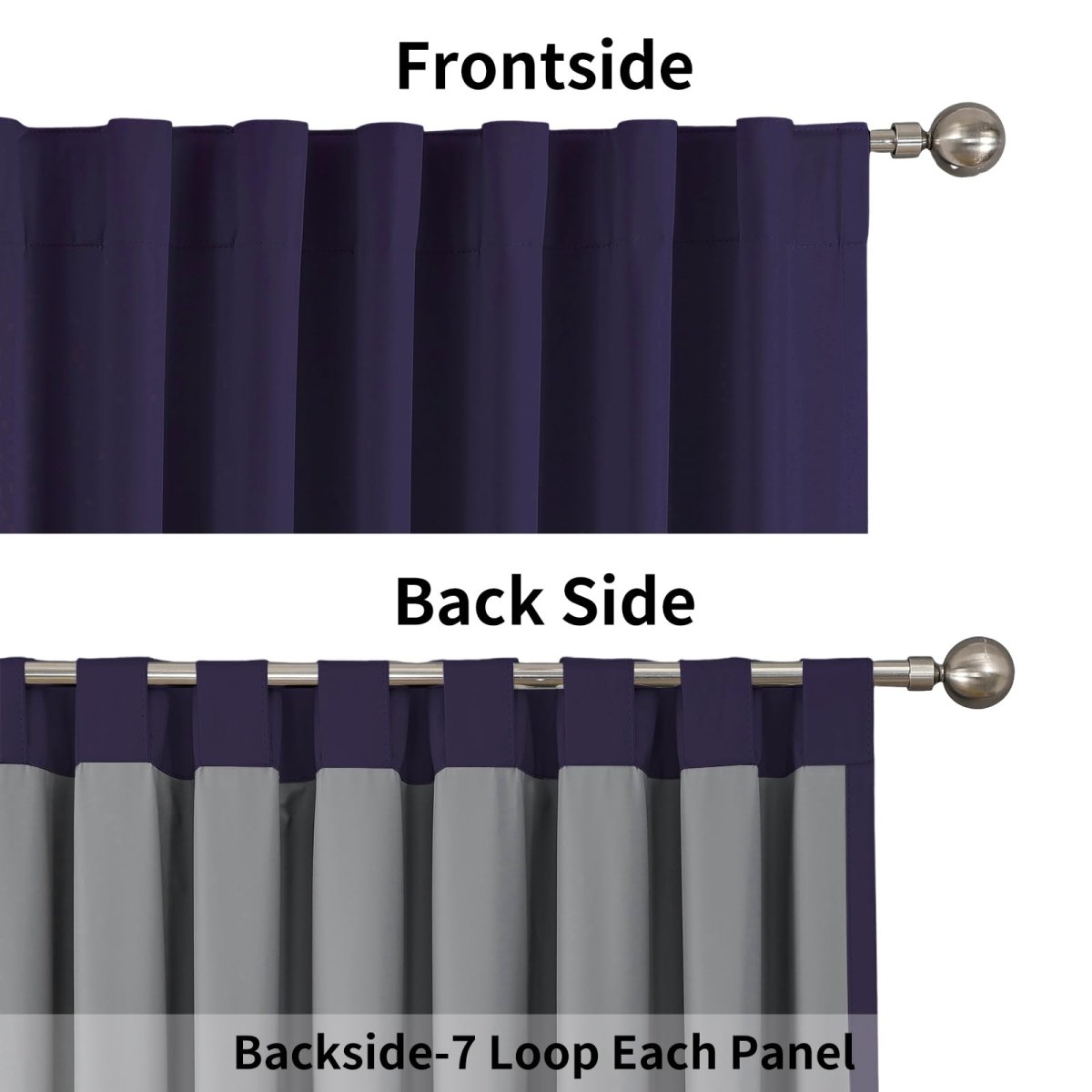 Joydeco 100% Blackout Curtains Navy Blue Long for Bedroom Living Room - 2 Panels Set Burg Room Darkening Black Out Curtains for Bedroom Windows Back tab Rod Pocket - Joydeco