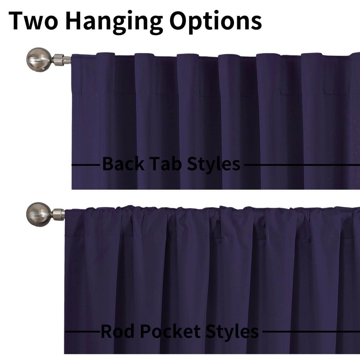 Joydeco 100% Blackout Curtains Navy Blue Long for Bedroom Living Room - 2 Panels Set Burg Room Darkening Black Out Curtains for Bedroom Windows Back tab Rod Pocket - Joydeco