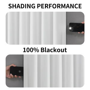 Joydeco 100% Blackout Curtains White Long for Bedroom Living Room - 2 Panels Set Burg Room Darkening Black Out Curtains for Bedroom Windows Back tab Rod Pocket - Joydeco