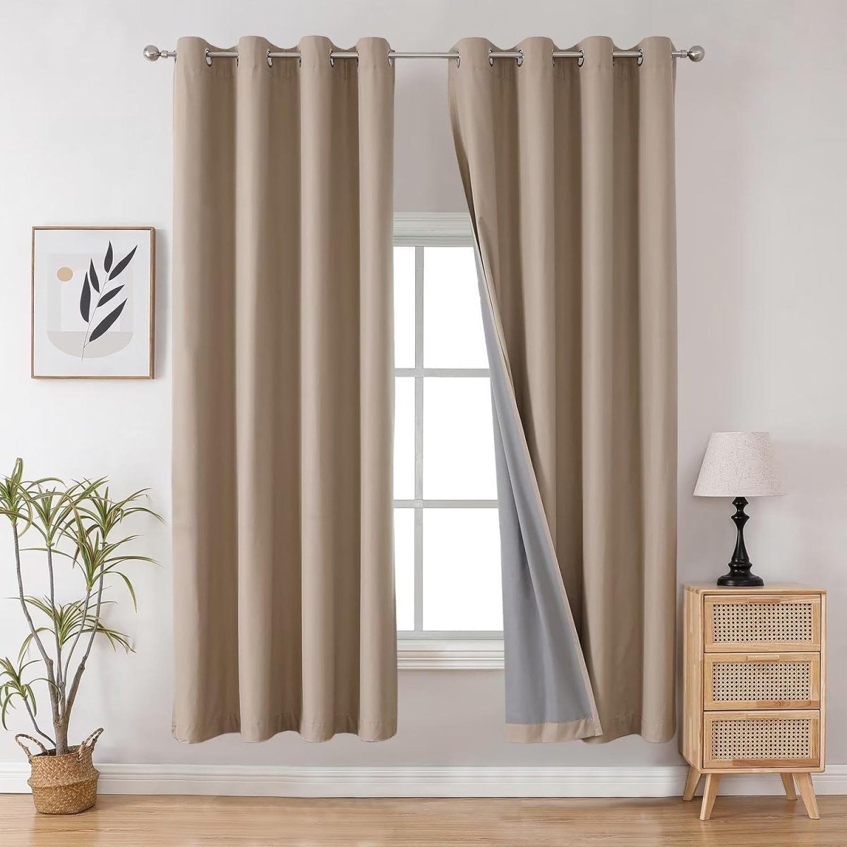 Joydeco 100% Blackout CurtainsThermal Insulated Solid Room Darkening Curtains with Grommets Multiple Sizes - Joydeco