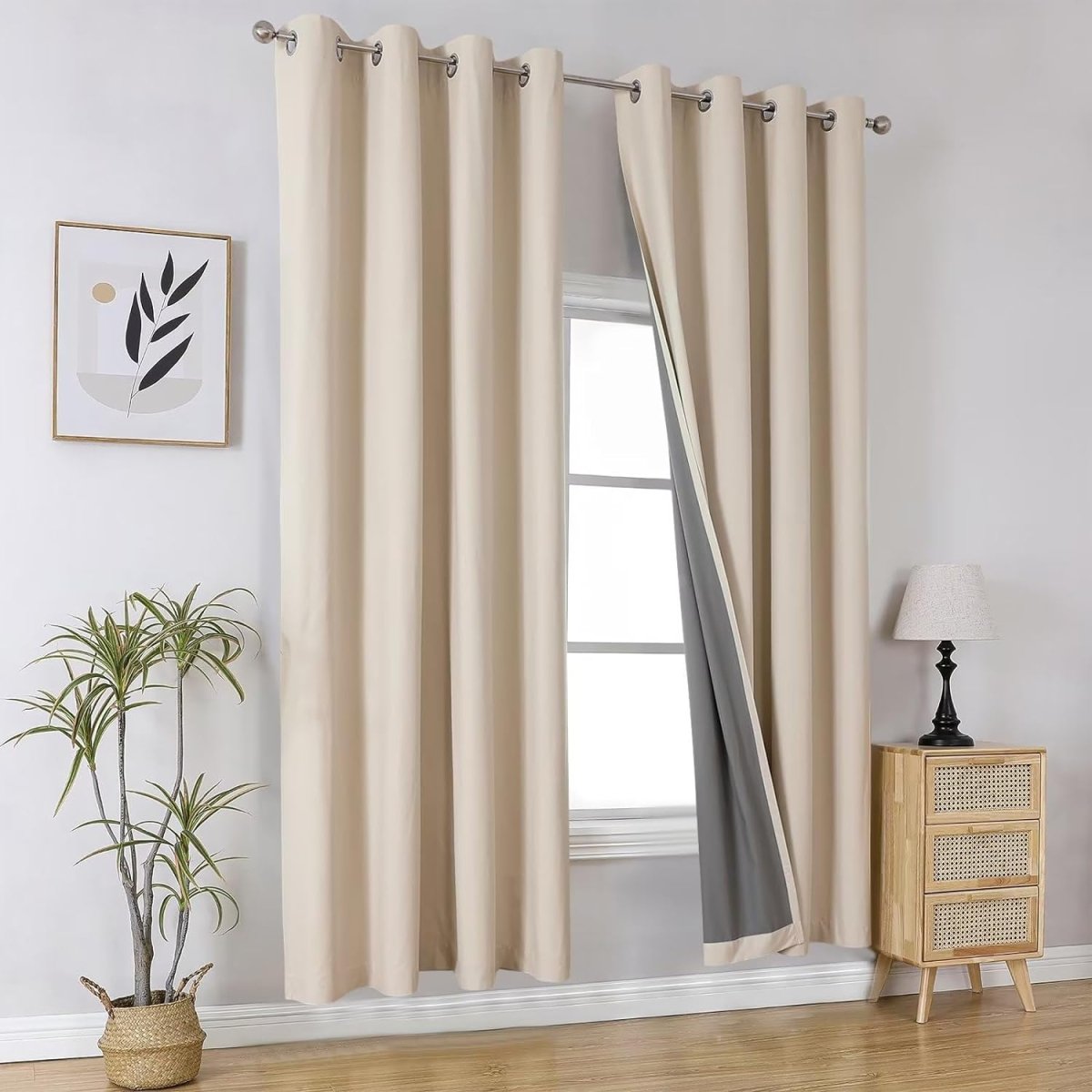 Joydeco 100% Blackout CurtainsThermal Insulated Solid Room Darkening Curtains with Grommets Multiple Sizes - Joydeco