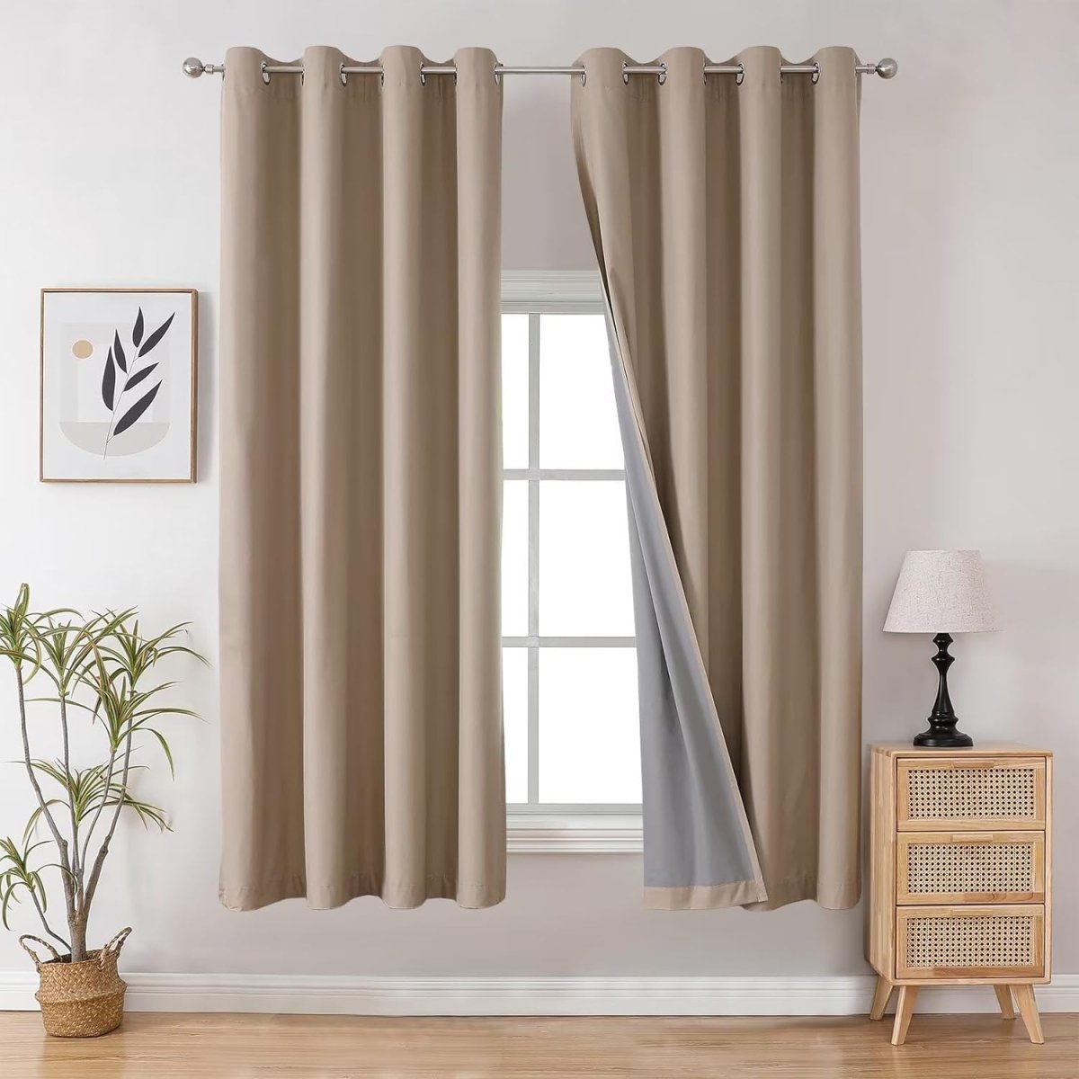 Joydeco 100% Blackout CurtainsThermal Insulated Solid Room Darkening Curtains with Grommets Multiple Sizes - Joydeco