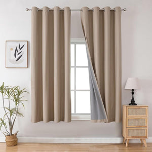 Joydeco 100% Blackout CurtainsThermal Insulated Solid Room Darkening Curtains with Grommets Multiple Sizes - Joydeco