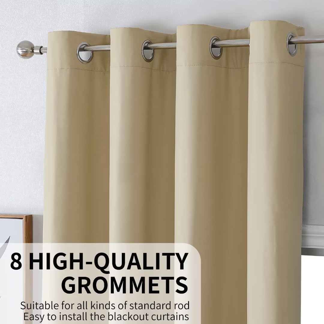 Joydeco 100% Blackout CurtainsThermal Insulated Solid Room Darkening Curtains with Grommets Multiple Sizes