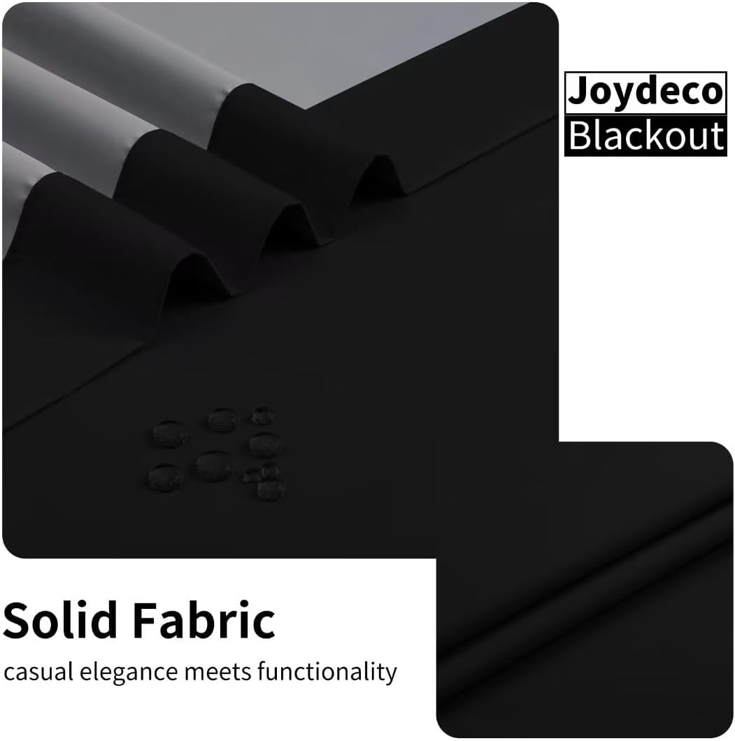 Joydeco 100% Blackout CurtainsThermal Insulated Solid Room Darkening Curtains with Grommets Multiple Sizes