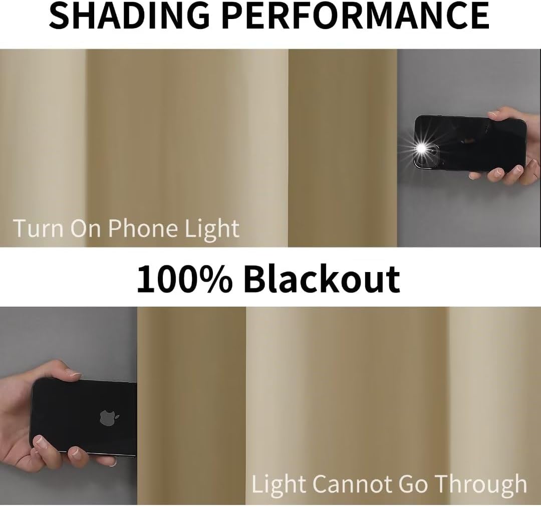 Joydeco 100% Blackout CurtainsThermal Insulated Solid Room Darkening Curtains with Grommets Multiple Sizes