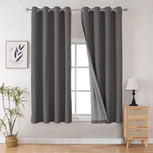 Joydeco 100% Blackout CurtainsThermal Insulated Solid Room Darkening Curtains with Grommets Multiple Sizes - Joydeco