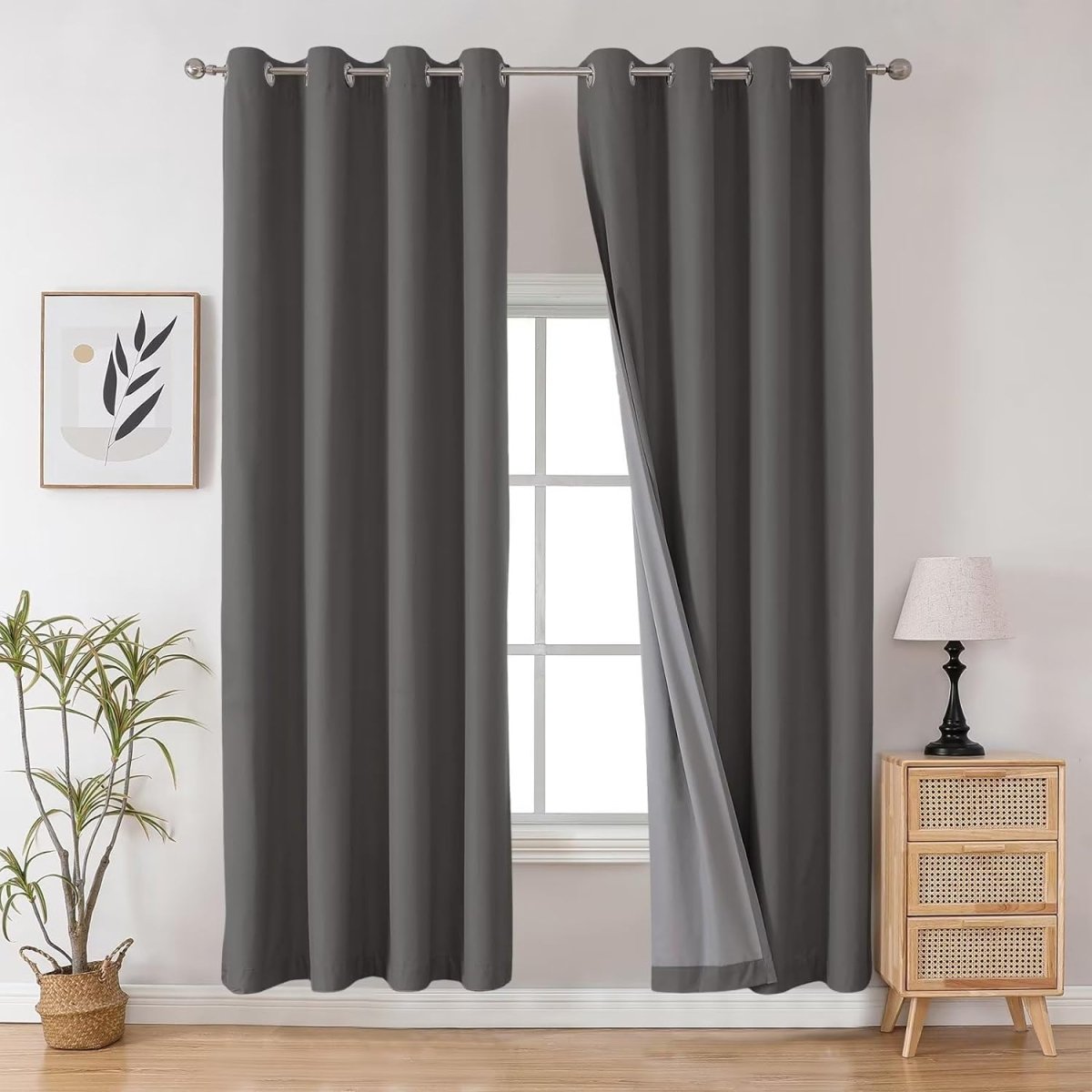 Joydeco 100% Blackout CurtainsThermal Insulated Solid Room Darkening Curtains with Grommets Multiple Sizes