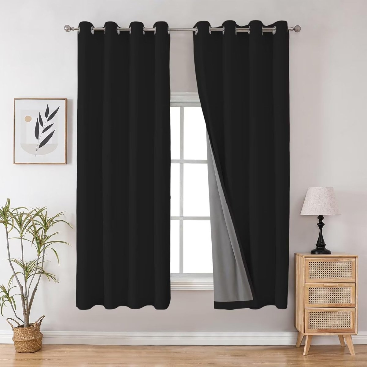 Joydeco 100% Blackout CurtainsThermal Insulated Solid Room Darkening Curtains with Grommets Multiple Sizes - Joydeco