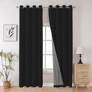 Joydeco 100% Blackout CurtainsThermal Insulated Solid Room Darkening Curtains with Grommets Multiple Sizes - Joydeco