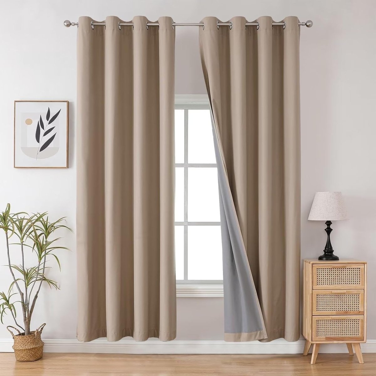 Joydeco 100% Blackout CurtainsThermal Insulated Solid Room Darkening Curtains with Grommets Multiple Sizes - Joydeco