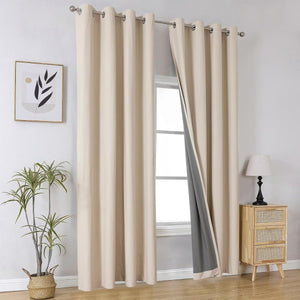 Joydeco 100% Blackout CurtainsThermal Insulated Solid Room Darkening Curtains with Grommets Multiple Sizes - Joydeco