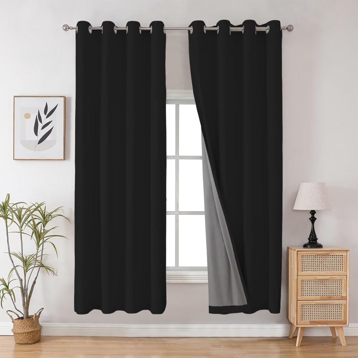 Joydeco 100% Blackout CurtainsThermal Insulated Solid Room Darkening Curtains with Grommets Multiple Sizes - Joydeco