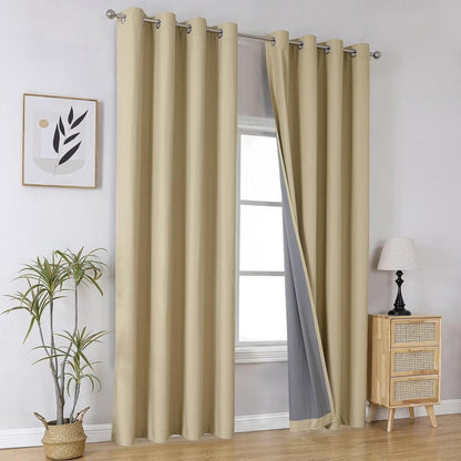 Joydeco 100% Blackout CurtainsThermal Insulated Solid Room Darkening Curtains with Grommets Multiple Sizes