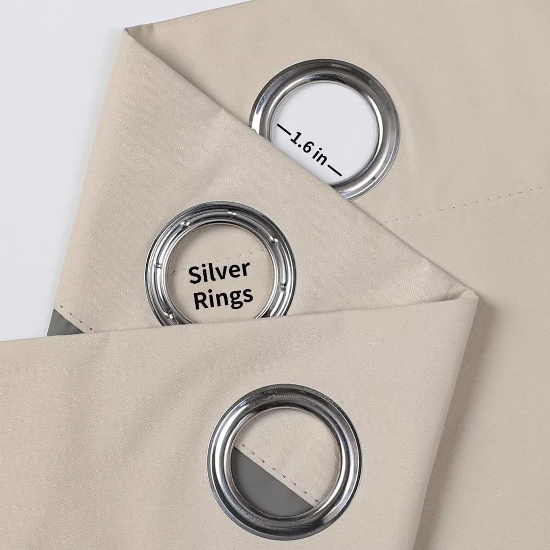 Joydeco 100% Blackout CurtainsThermal Insulated Solid Room Darkening Curtains with Grommets Multiple Sizes