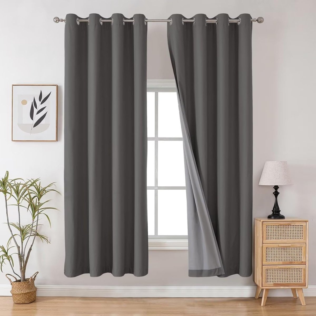 Joydeco 100% Blackout CurtainsThermal Insulated Solid Room Darkening Curtains with Grommets Multiple Sizes - Joydeco