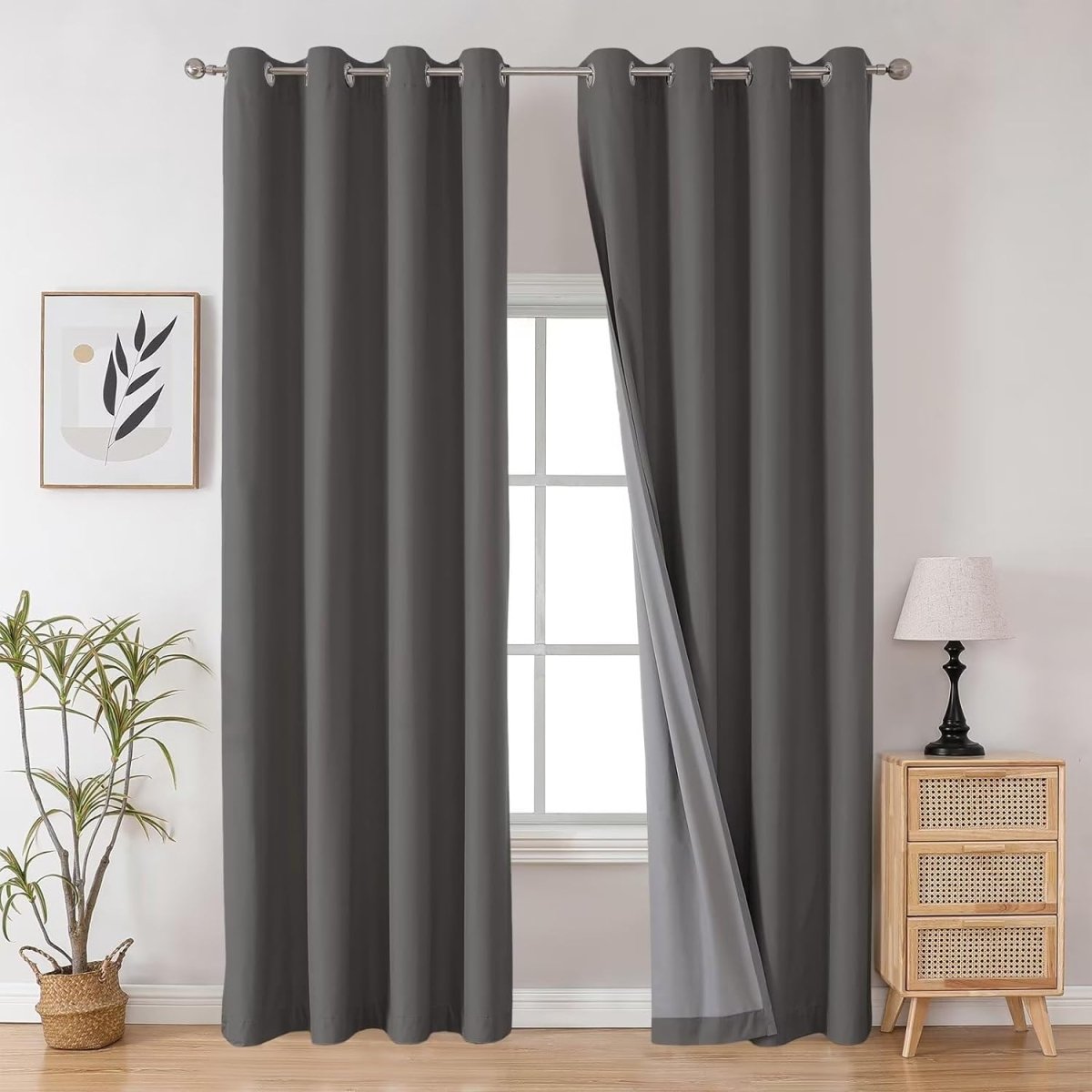 Joydeco 100% Blackout CurtainsThermal Insulated Solid Room Darkening Curtains with Grommets Multiple Sizes - Joydeco