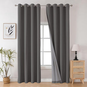 Joydeco 100% Blackout CurtainsThermal Insulated Solid Room Darkening Curtains with Grommets Multiple Sizes - Joydeco