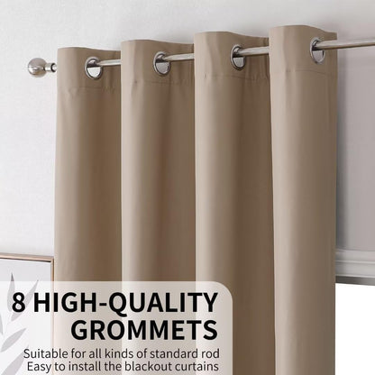 Joydeco 100% Blackout CurtainsThermal Insulated Solid Room Darkening Curtains with Grommets Multiple Sizes