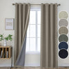 Joydeco 100% Blackout Linen Curtains Thermal Insulated Burlap Curtain & Drapes 2 Panels