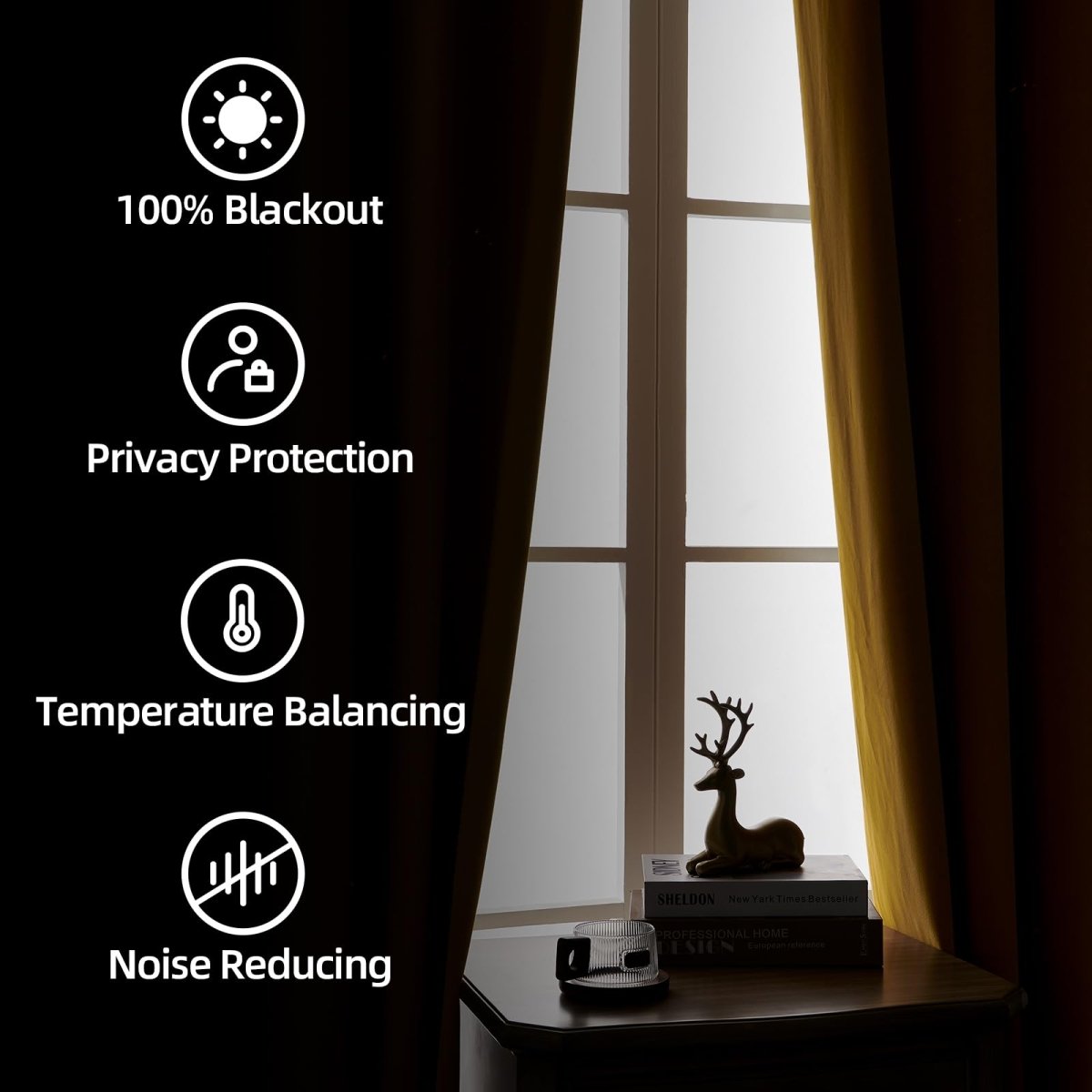 Joydeco 100% Blackout Velvet Curtains - 2 Panels , Thermal Insulated, Privacy