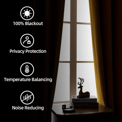 Joydeco 100% Blackout Velvet Curtains - 2 Panels , Thermal Insulated, Privacy