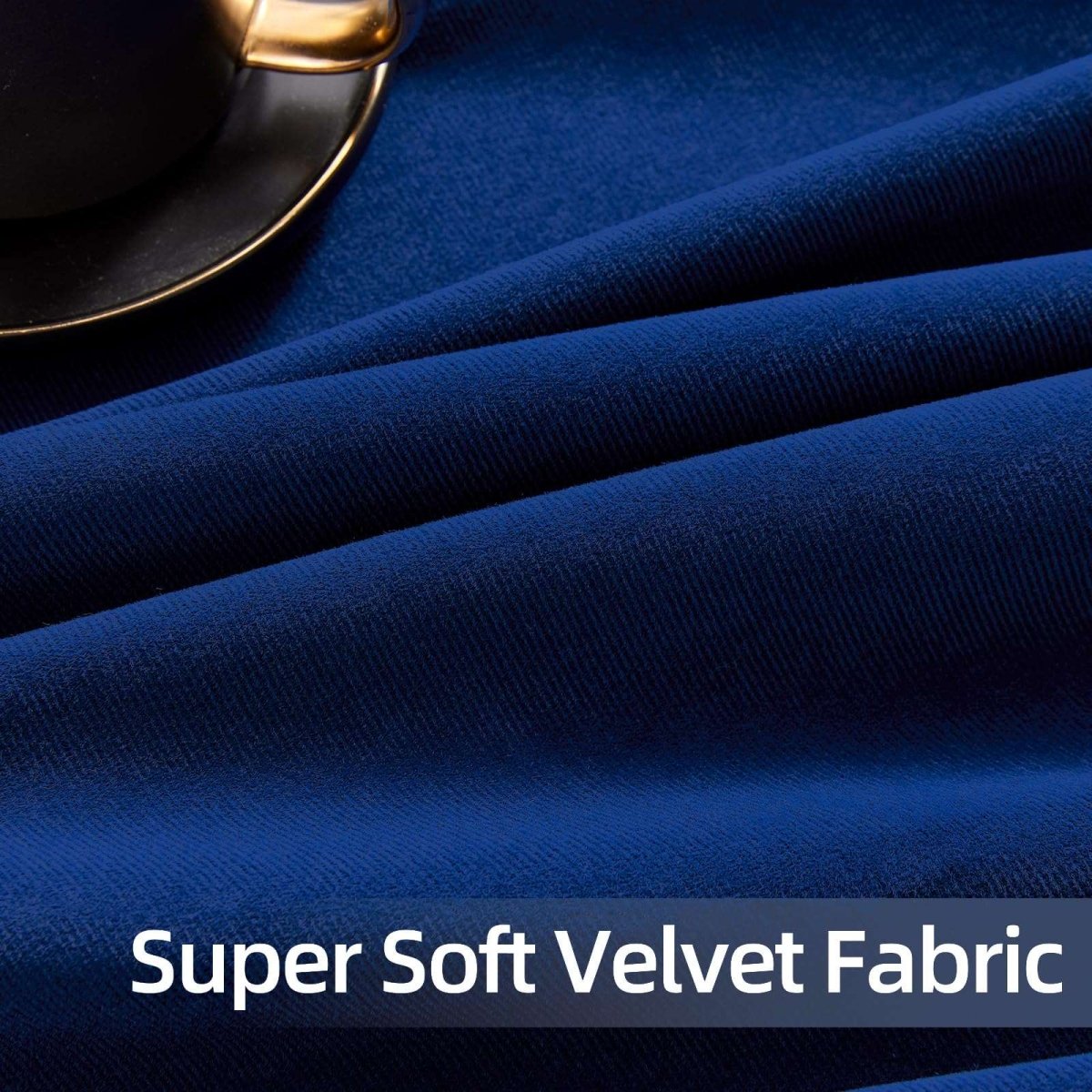 Joydeco 100% Blackout Royal Blue Velvet Curtains - 2 Panels , Thermal Insulated, Privacy